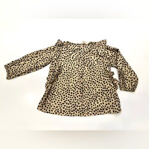 EUC Girls Crewcuts Long Sleeve Metallic Ruffle Shirt Size 2-3 XXS